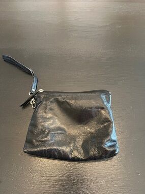 latico Black Leather Wristlet Clutch